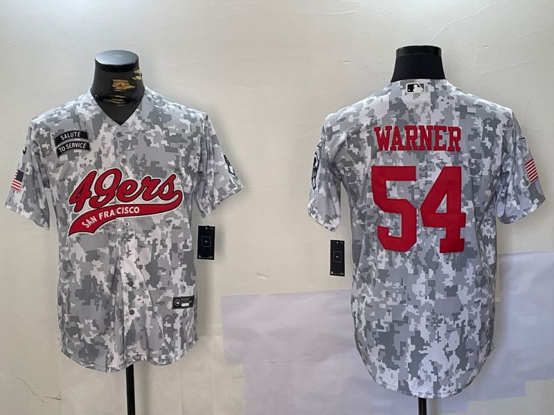 Men San Francisco 49ers #54 Warner Nike Arctic Camo 2024 Salute to Service Limited NFL Jersey style 1